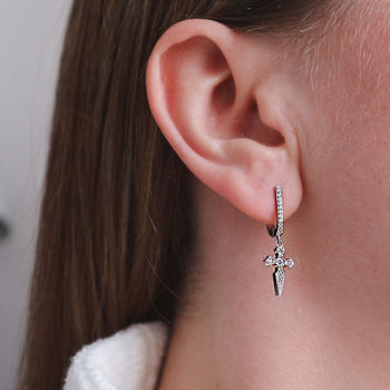 Gemstone Cross Drop Earrings, 3 of 5