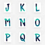 Green And Blue Personalised Initial Letter Art Print, thumbnail 3 of 12