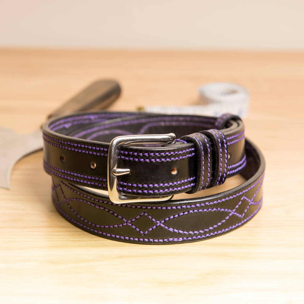 Vibe4 Decoratively Handstitched English Leather Belt, 1 of 5