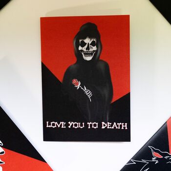 Love You To Death Reaper Gothic Valentines Card, 4 of 7
