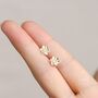 Sterling Silver Tiny Daffodil Stud Earrings, thumbnail 2 of 11