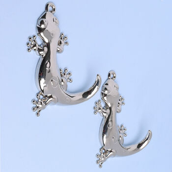 G Decor Set Of Two Solid Chrome Lizard Wall Coat Hooks, 6 of 6