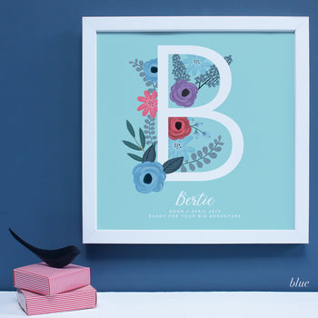 Personalised New Baby Botanical Framed Print, 3 of 10