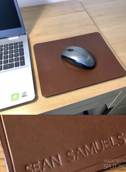 Personalised Leather Mouse Mat, Conker Brown, 3 of 12