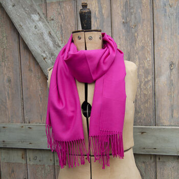 Vivid Pink Personalised Warm Tassel Scarf, 4 of 11