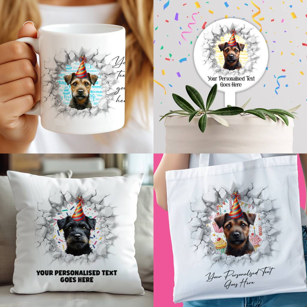 Personalised Patterdale Birthday Break Through Dog, 1 of 8