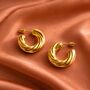 Bold Twisted Gold Hoop Earrings, thumbnail 2 of 5