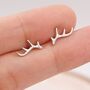 Sterling Silver Stag Deer Antler Stud Earrings, thumbnail 5 of 12