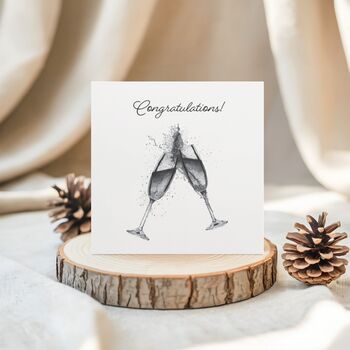 Congratulations Champagne Glasses Greeting Card, 3 of 6
