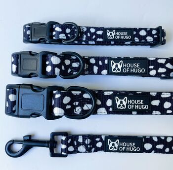 Black White Dotty Spot Puppy Dog Collar And Lead Set, 2 of 7