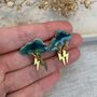 Ceramic Cloud Stud Statemant Earrings Lightning Bolt, thumbnail 3 of 9