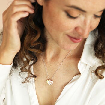 Personalised Hammered Matte Small Heart Trio Initial Charm Necklace, 5 of 7