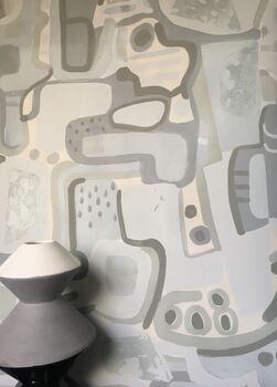 Cubist Jigsaw Wallpaper Soft Dove Grey, 4 of 7