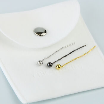 Sterling Silver Simple Ball Threader Earrings, 6 of 6