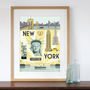 New York City Retro Travel Poster Style Art Print, thumbnail 1 of 2