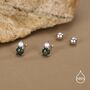 Sterling Silver Moss Agate And Cz Screw Back Stud Earrings With Ball Backs, thumbnail 6 of 12