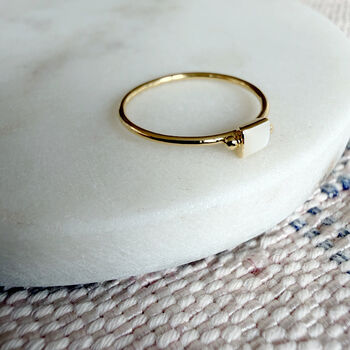 Square Mother Of Pearl Ring, 2 of 3