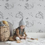 Little Bunny Wallpaper In Soft Grey, thumbnail 2 of 3