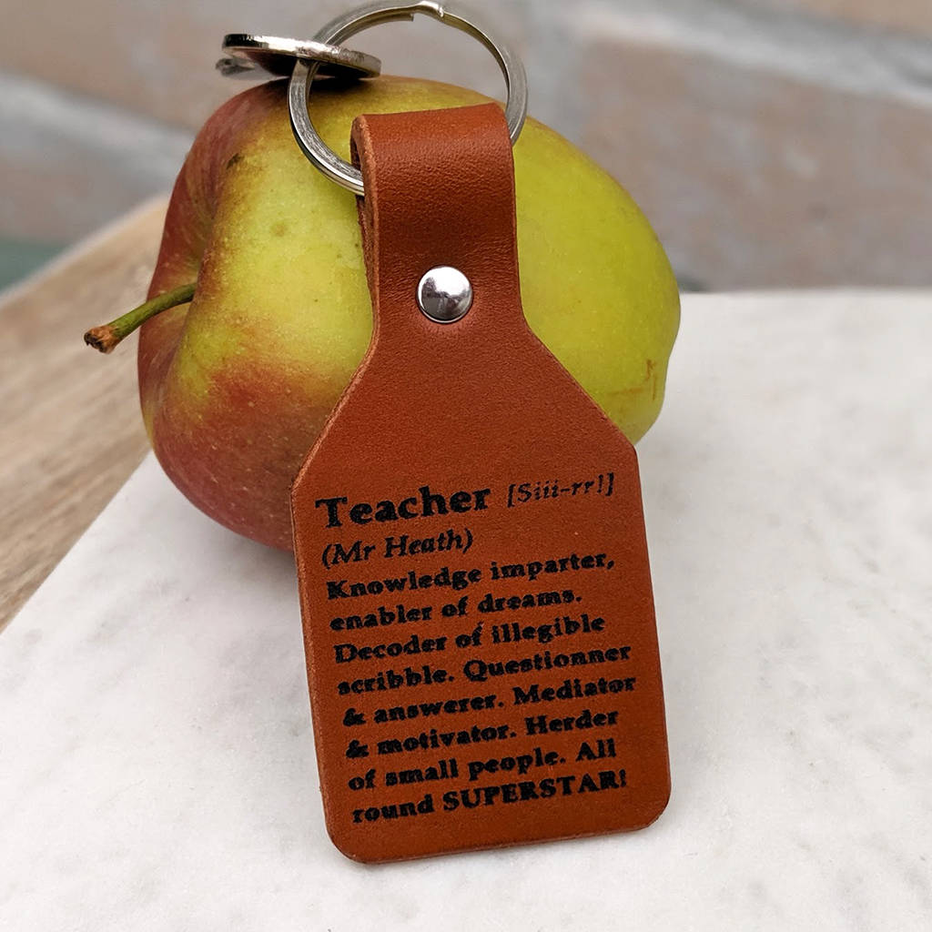 personalised teacher definition leather keyring by hold upon heart