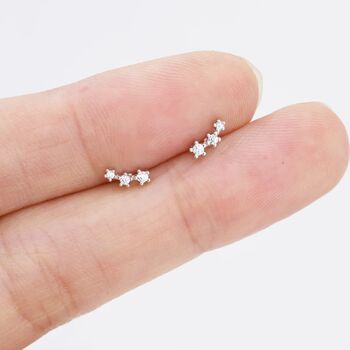 Extra Tiny Clear Cz Trio Stud Earrings, 2 of 12