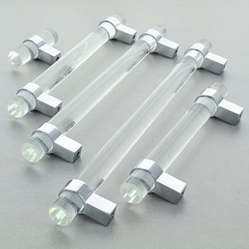 Clear Glass Cabinet Bar Handles With Chrome Finishs, 2 of 8