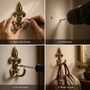 Vintage Brass Fleur De Lis Wall Hooks Set Of Two, thumbnail 4 of 9