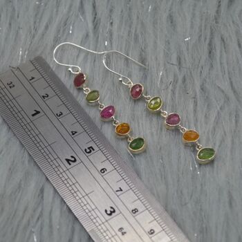 Mixed Tourmaline Sterling Silver Dangle Earrings, 10 of 12
