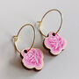 Rose Charm Gold Plated Hoop Earrings, thumbnail 6 of 7