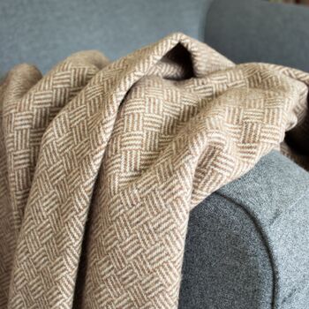 Walnut Parquet Merino Lambswool Throw, 3 of 3
