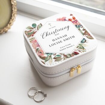 Personalised Floral Christening Keepsake Jewellery Box, 3 of 4