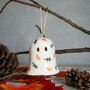 Ceramic Halloween Hanging Ghost Decoration With Autumn Leaves, thumbnail 4 of 6