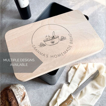 Personalised Bread Bin/Cake Tin With Wooden Lid, 7 of 12