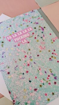Fa La La La La Fucking La – Blue Sparkly Christmas Card – Blank Inside, 3 of 3