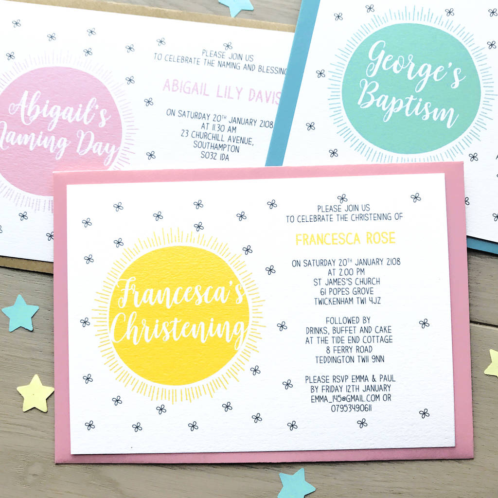 Personalised Christening Or Naming Day Invitations, 1 of 4