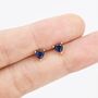 Sterling Silver Tiny Sapphire Blue Cz Heart Stud Earrings, thumbnail 6 of 12