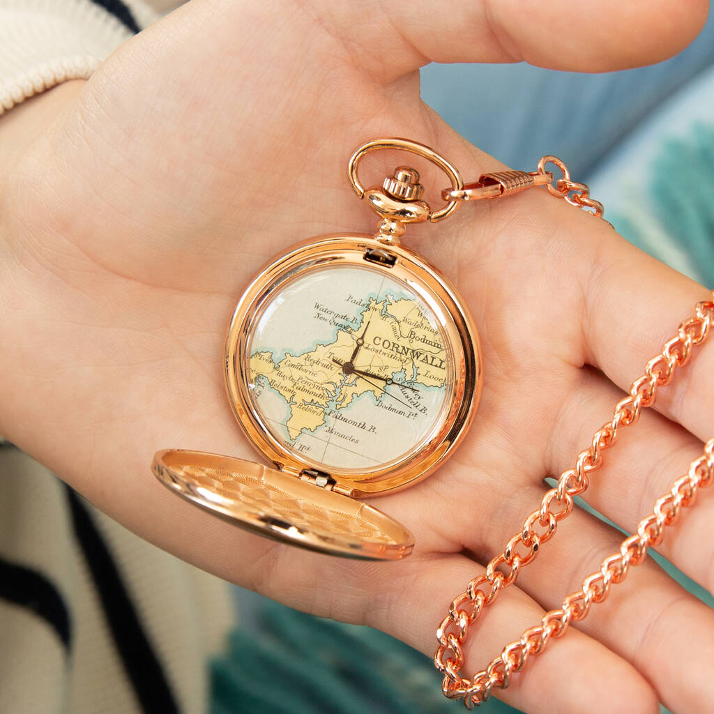 Personalised Map Pocket Watch Rose Gold, 1 of 12