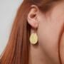 Gold Hammered Drop Everyday Hoop Earrings, thumbnail 1 of 3