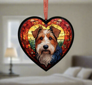 Welsh Terrier Stained Glass Effect Heart Suncatcher, 3 of 4