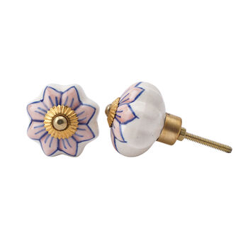 Set Of Two Ceramic Pink Flower Melon Drawer Pulls, 2 of 2