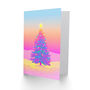 Vibrant Colourful Pink Blue Tree Xmas Christmas Card, thumbnail 2 of 4