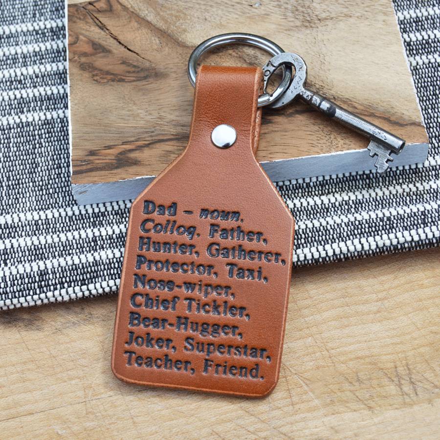dad definition leather keyring by hold upon heart