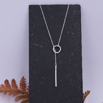 Minimalist Circle And Bar Lariat Necklace, 2 of 12
