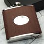 Personalised Leather Hip Flask With Wood Texture Detail, thumbnail 1 of 8