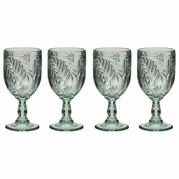 Set Of Four Laurier Green Wine Goblets, 2 of 5