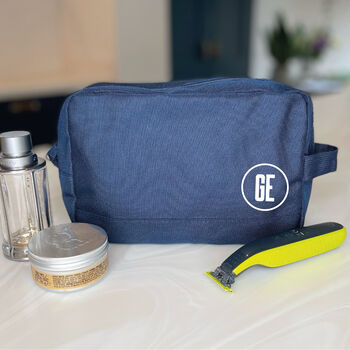 Personalised Unisex Washbag Initials In A Circle, 3 of 5