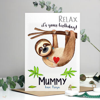 Personalised Mummy Daddy Sloth Birthday Card, 2 of 6