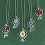 Sterling Silver Handmade Real Flower Necklace With Personalised Birthstone And Zodiac Charm, thumbnail 1 of 12