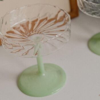 Mint Green Twirl Champagne Coupe Glass, 2 of 3