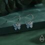 Sterling Silver Blue Butterfly Enamel Drop Hook Earrings, thumbnail 5 of 10