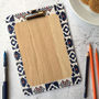Marisol Clipboard, Blue And Orange Tiling Pattern, thumbnail 3 of 3